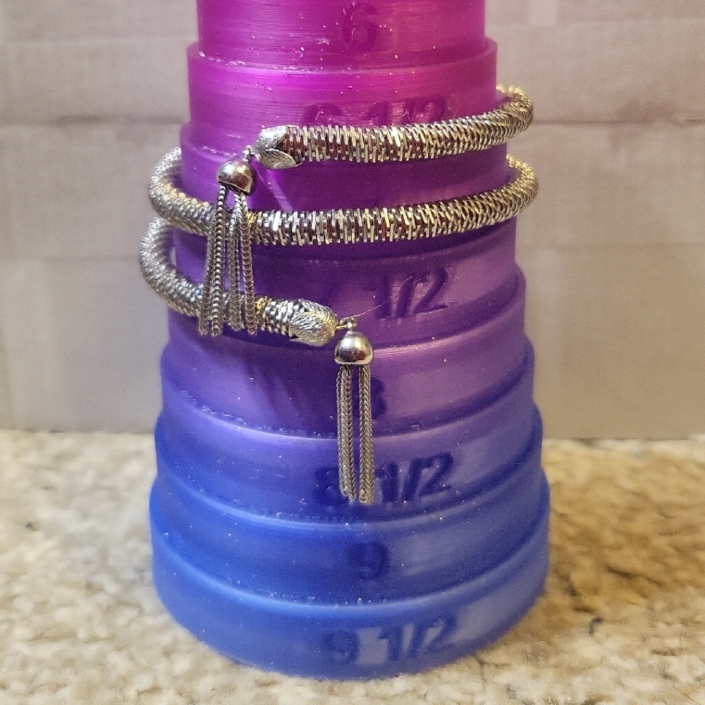 Adjustable Silver Tone Tassel Bracelet One Size Fits Most Memory Wire